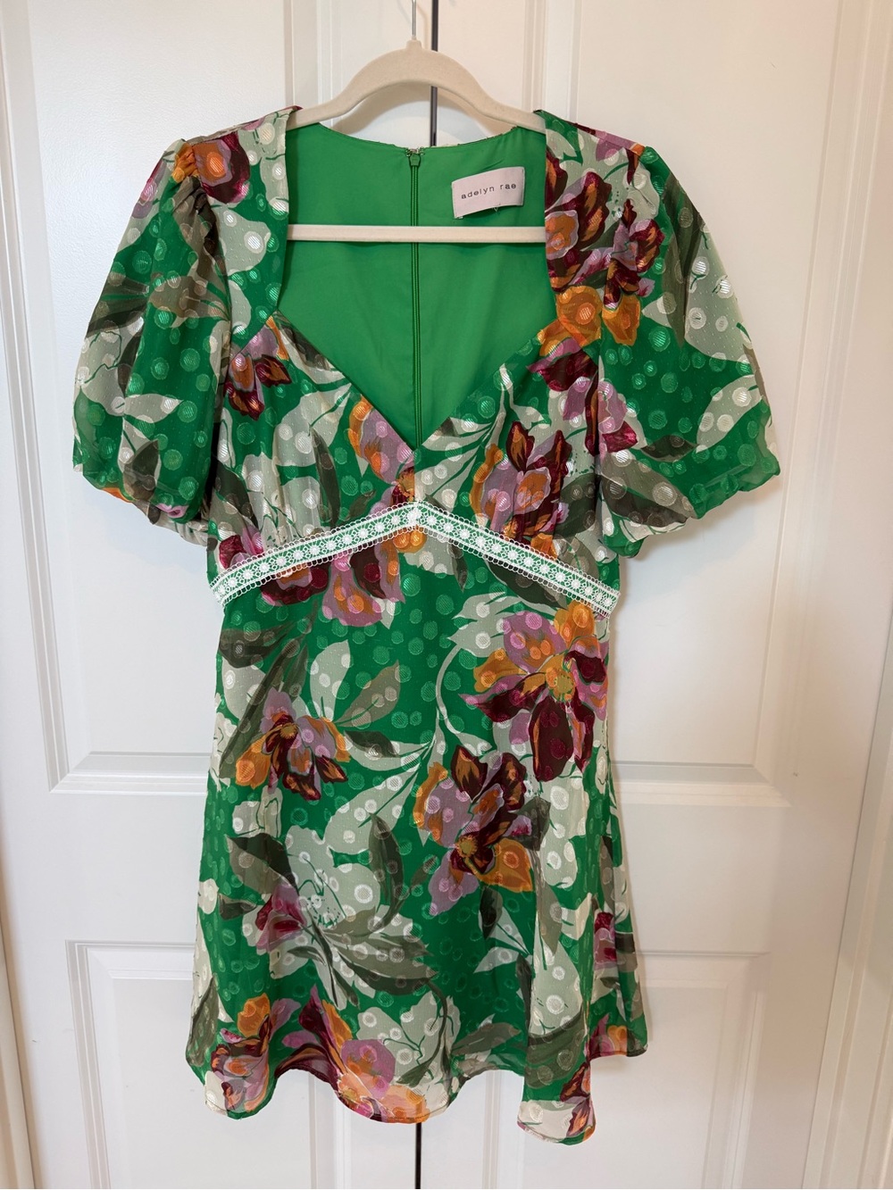 Adelyn Rae Green Floral Empire-Waist Mini Dress